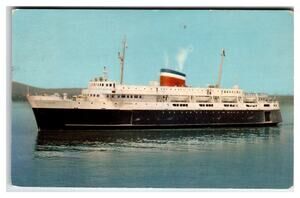 Vintage CAR FERRY BLUENOSE Postcard 1957 Yarmouth NS Bar Harbor ME Ship